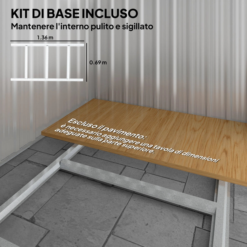 Casetta da Giardino Porta Attrezzi ¨C Xylo ¨C Acciaio Grigio 152x132x188 cm
