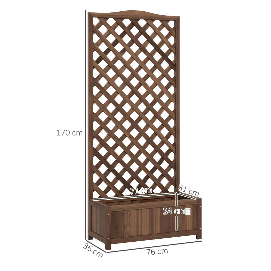 Fioriera con Griglia Legno ¨C zephmum ¨C Marrone 76x36x170 cm