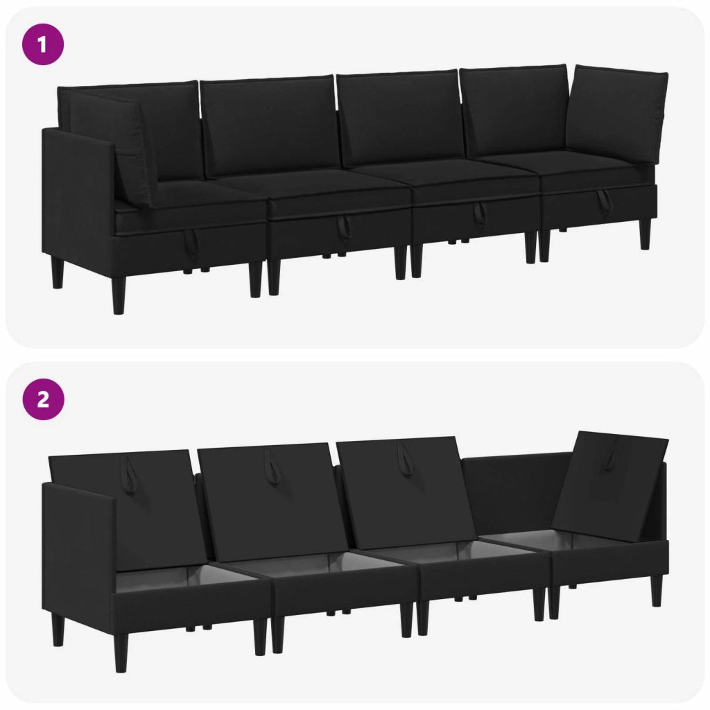 Set di mobili per il soggiorno 4 pcs Nero Tessuto 3413809