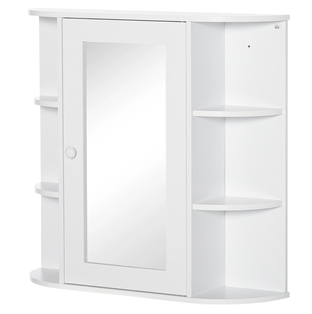 Mobiletto bagno bianco con specchio, 8 scomparti, 66x17x63 cm, montaggio a parete