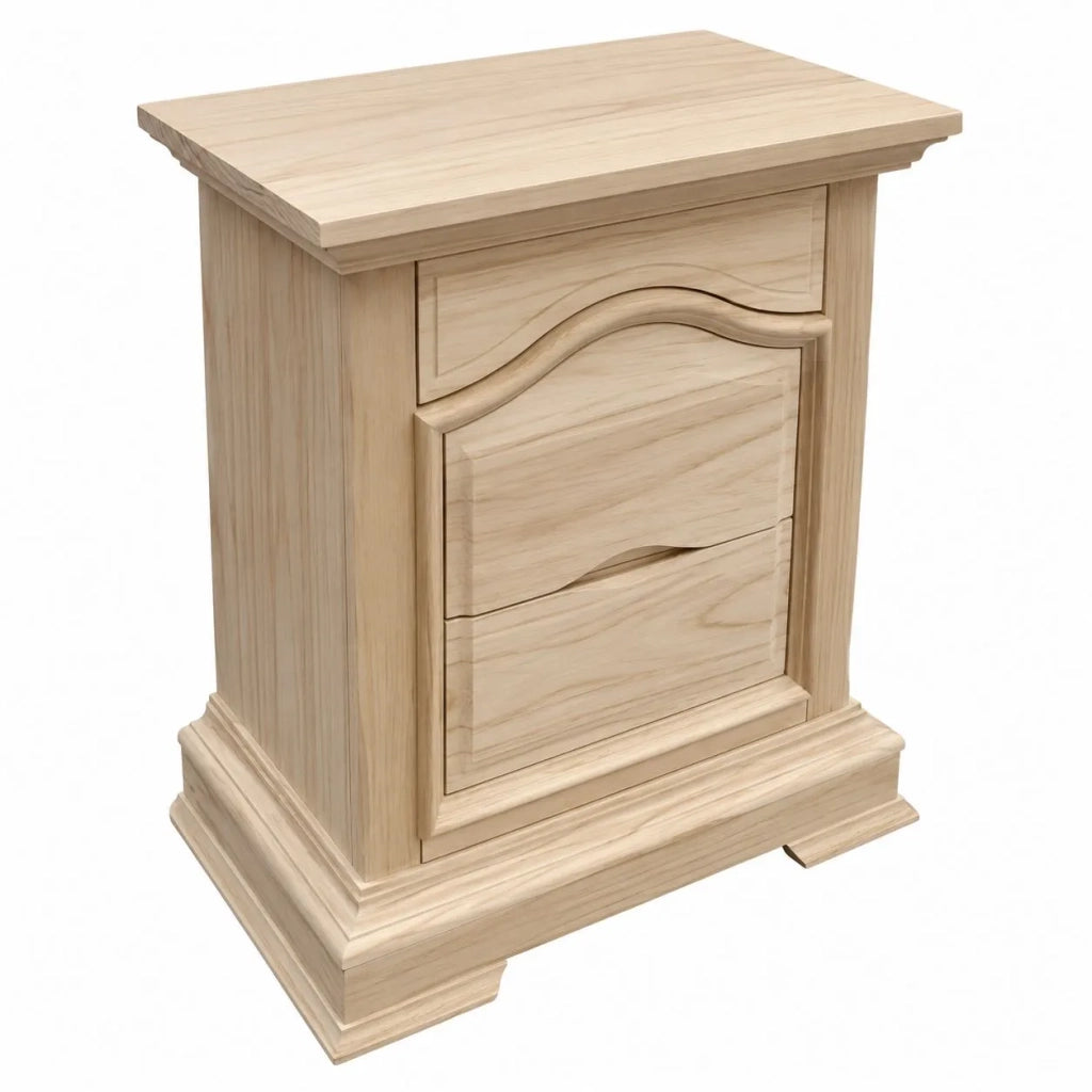 Comodino classico 3 cassetti legno grezzo 60x37x71 (496) - Mobili 2G