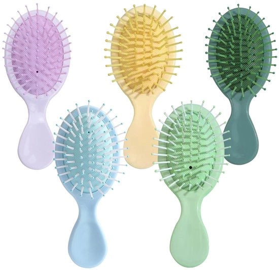Set di spazzole per capelli, 5 pezzi mini-spazzola per capelli per viaggio, set di spazzole per capelli colorate per viaggio, mini-spazzola, senza strappare, per bambini, donne