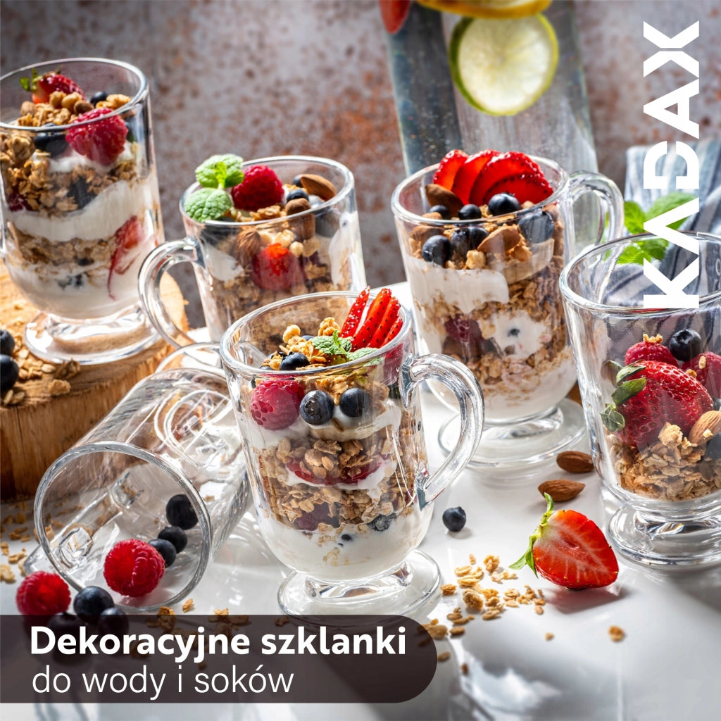 Bicchiere KADAX da 300 ml per caffè, tè, bevande, latte macchiato, acqua, con manico per succhi di frutta.