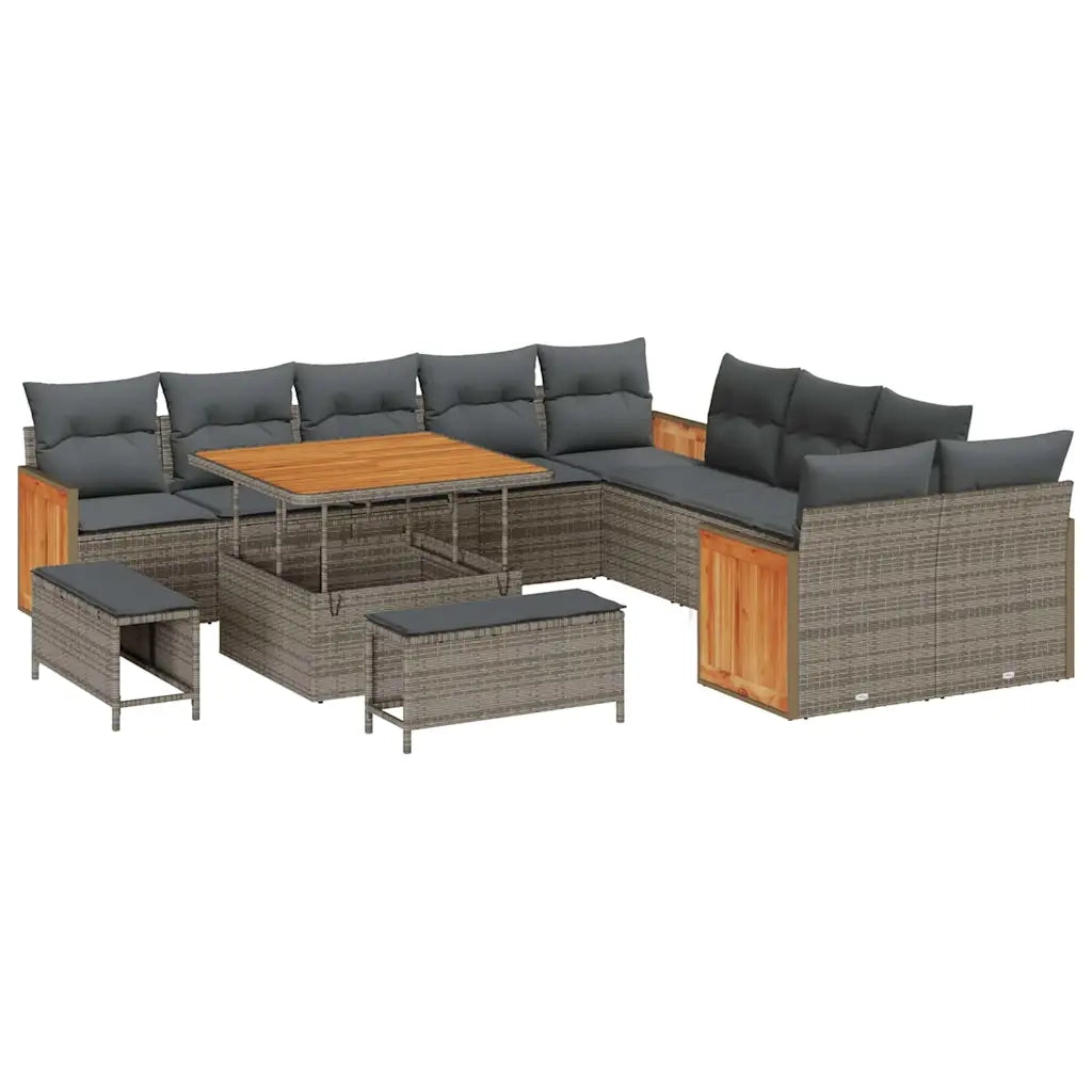 Set Divano da Giardino con cuscino 17 pcs Grigio polyrattan 3365308