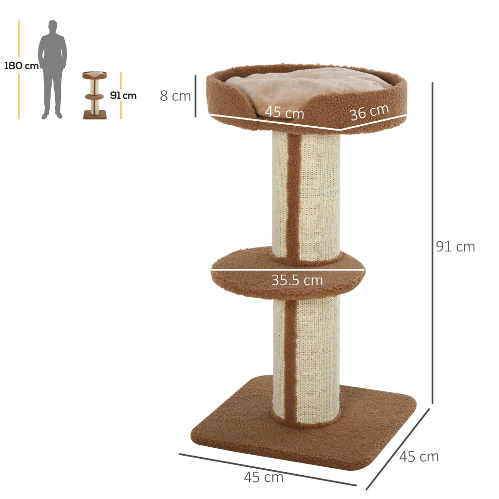 Tiragraffi Albero per Gatti con Cuccia e Pali in Corda ¨C Minimal ¨C Grigio