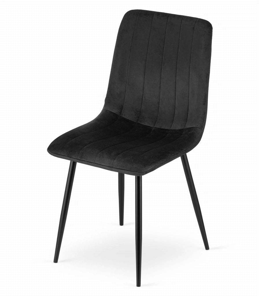 Sedia Valora JEWA in velluto nero dal design ergonomico per il soggiorno x4