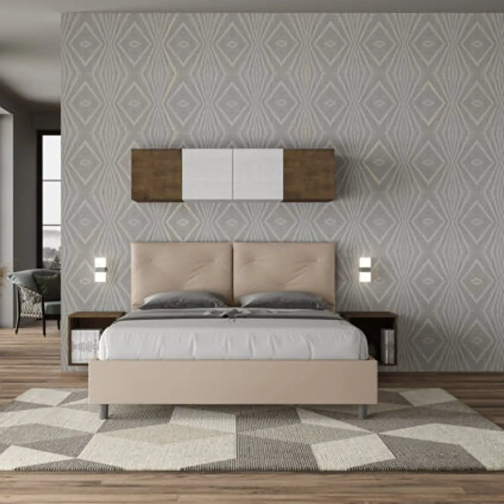 Letto matrimoniale senza rete imbottito 160x210 similpelle tortora Appia