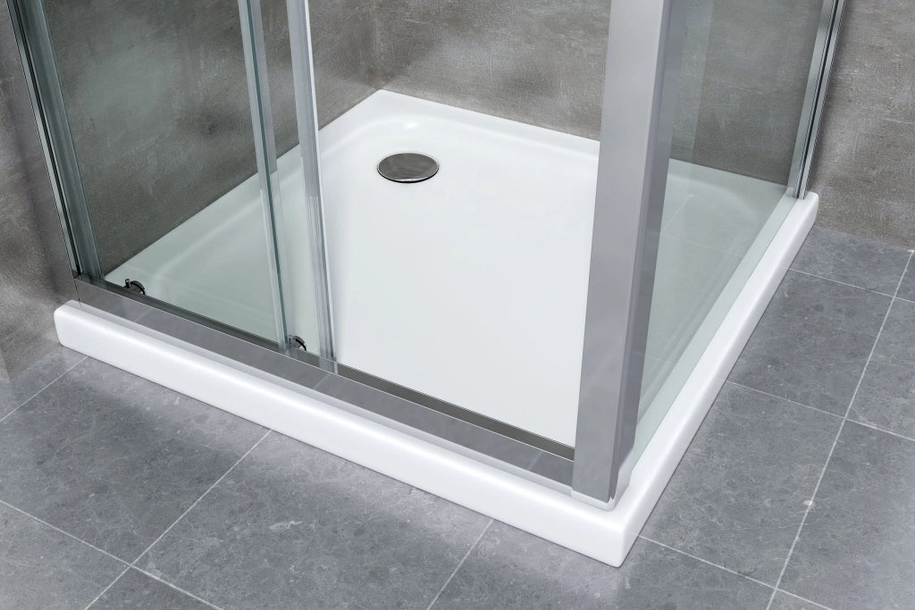 Box doccia angolare parete fissa e ANTA FISSA + PORTA scorrevole vetro 6 mm MISURA 65-67,5 ANTA FISSA + PORTA 135-140
