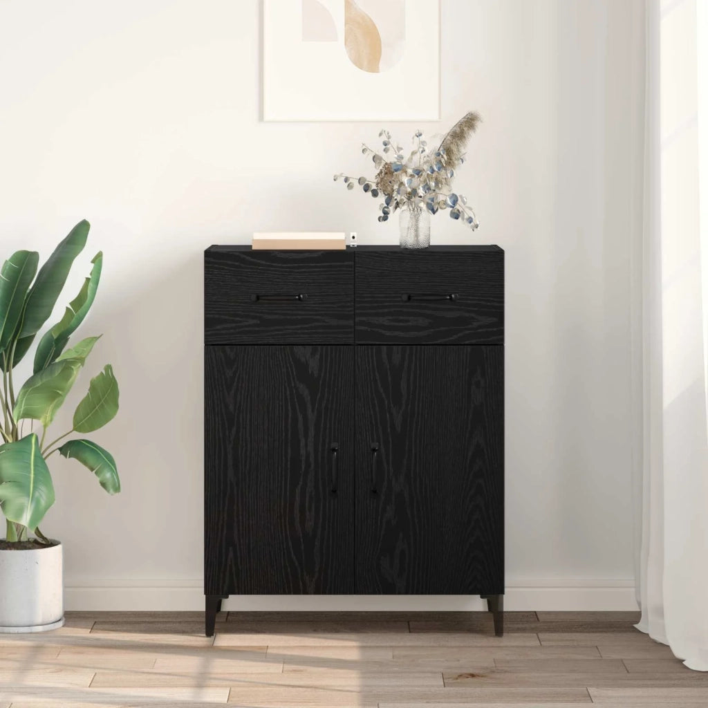 Credenza | Madia | Buffet da pranzo | Armadio da pranzo Rovere Nero 69,5 x 34 x 90 cm Legno multistrato