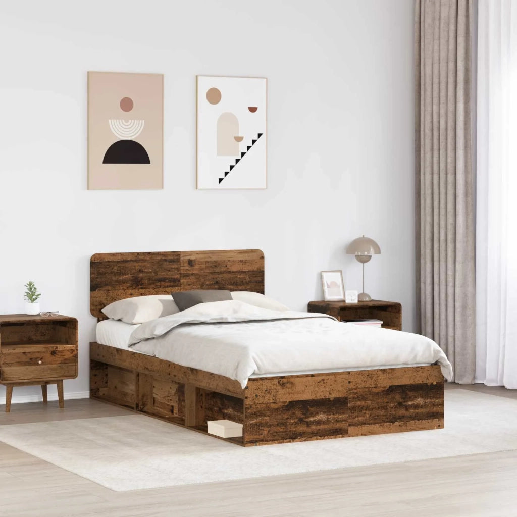 Struttura del letto-Giroletto Legno vecchio 135 x 190 cm Pino massello 707558