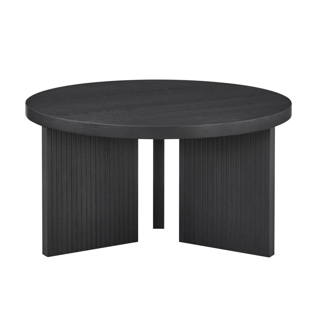 Tavolino da salotto rotondo nero in MDF HOMVRA
