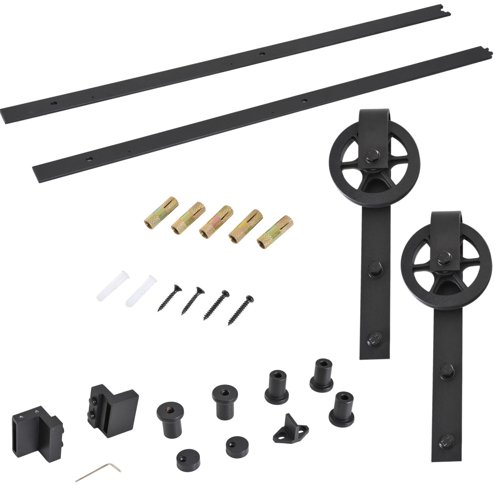 SET ACCESSORI BINARIO PER PORTA SCORREVOLE IN ACCIAIO, NERO