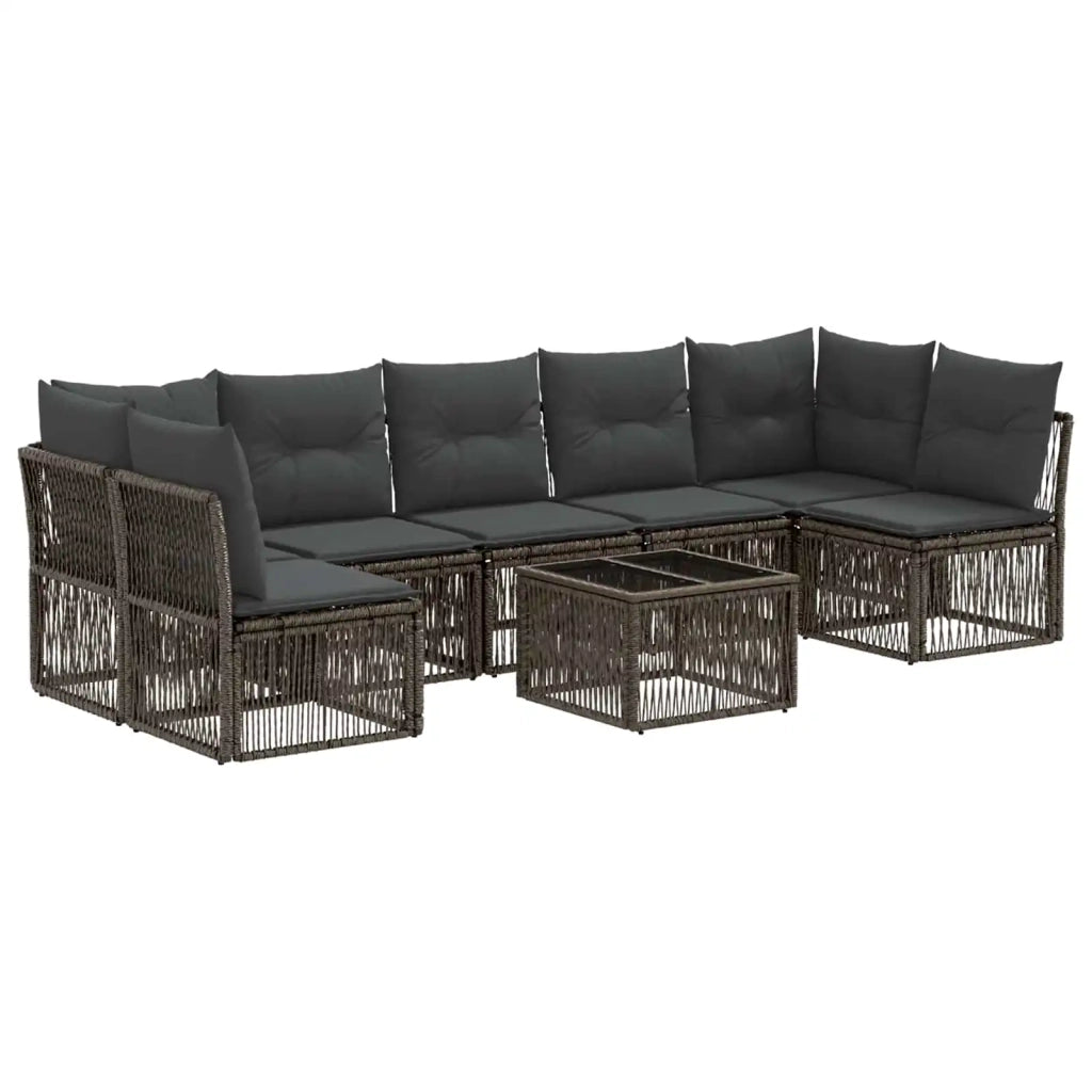 Set Divano da Giardino 8 pz Grigio polyrattan 3434168