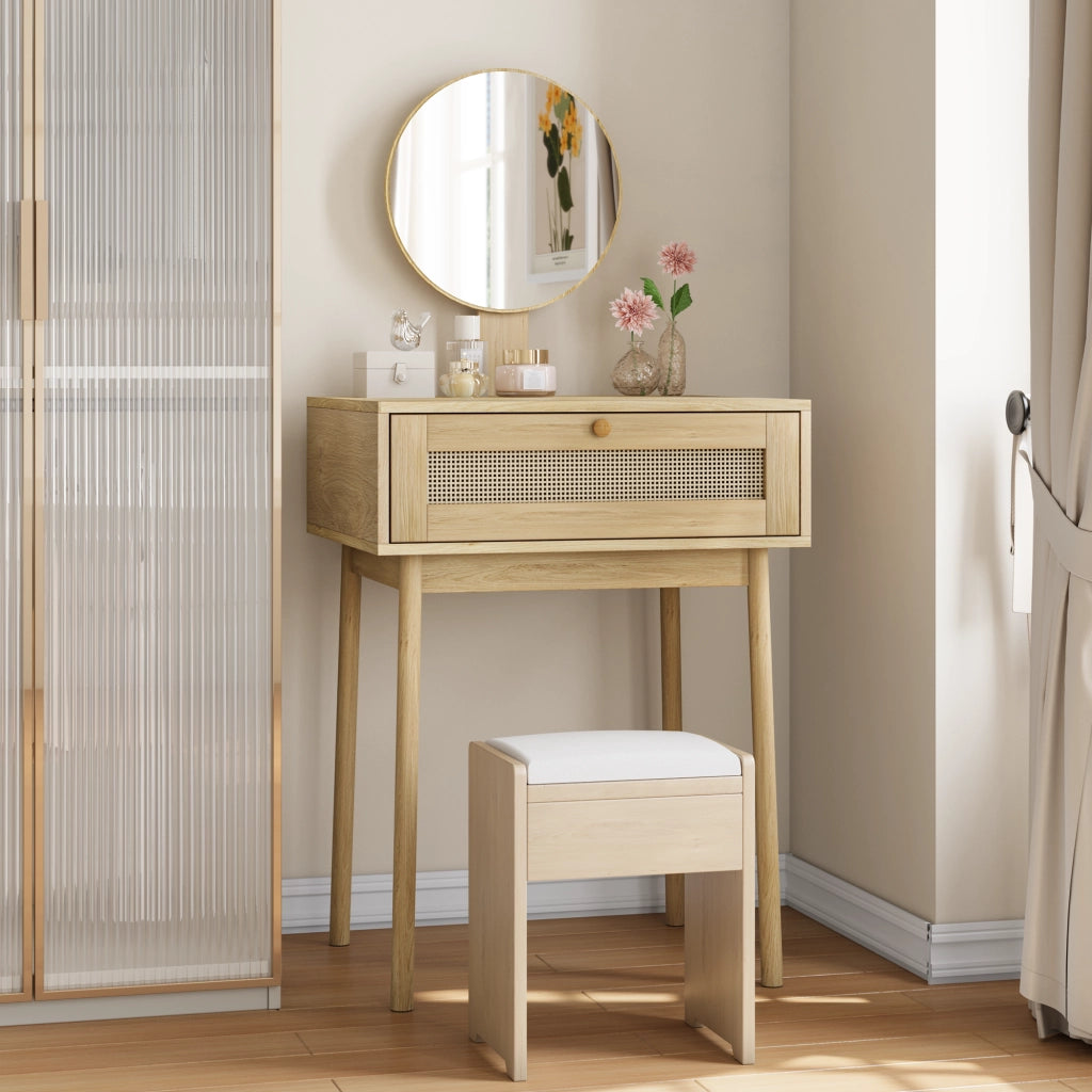 TOLETTA con specchio stile boho colore rovere