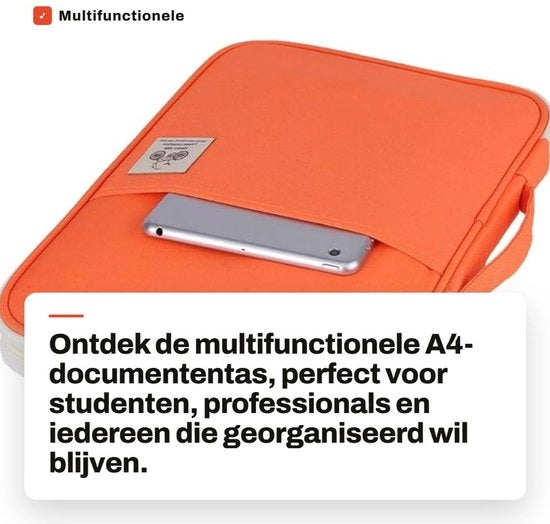 Tas multifunzionale per documenti A4 - Acqua resistente - Ideale per documenti e accessori - Arancione - Per notebook e smartphone - Compatta e portatile