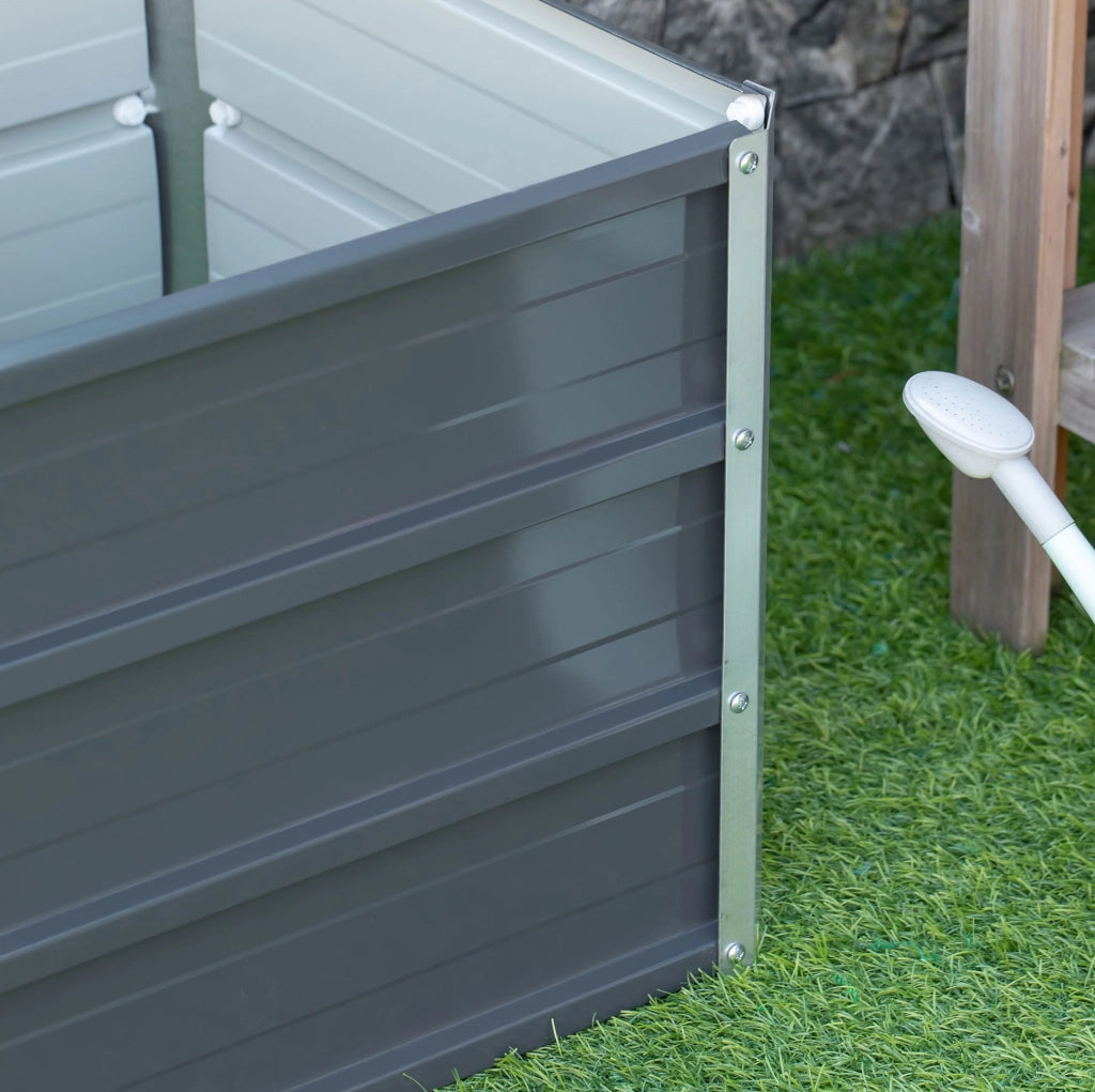 Letto rialzato da giardino in acciaio grigio scuro 66x47x40 cm con guanti inclusi, ideale per ortaggi e fiori