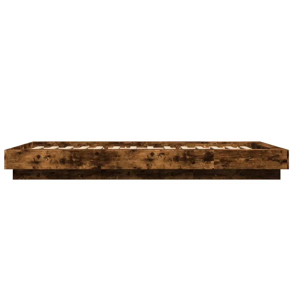 Giroletto con Luci LED-Struttura Letto Rovere Fumo 100x200 cm Legno Multistrato 215981