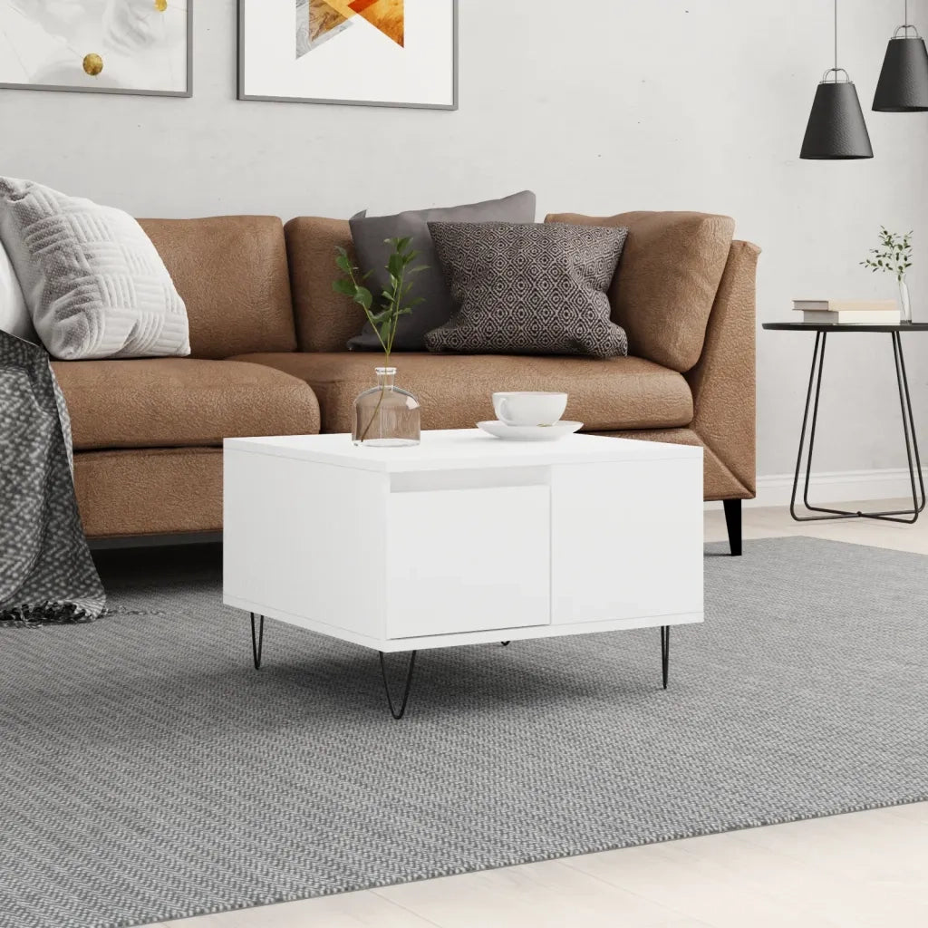 Tavolino da Salotto Bianco 55x55x36,5 cm in Legno Multistrato 830756