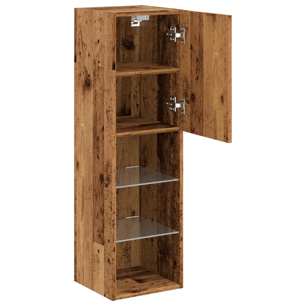 Mobile TV | Armadietto TV | Mobile Porta TV con Luci LED Legno Antico 30,5x30x102 cm