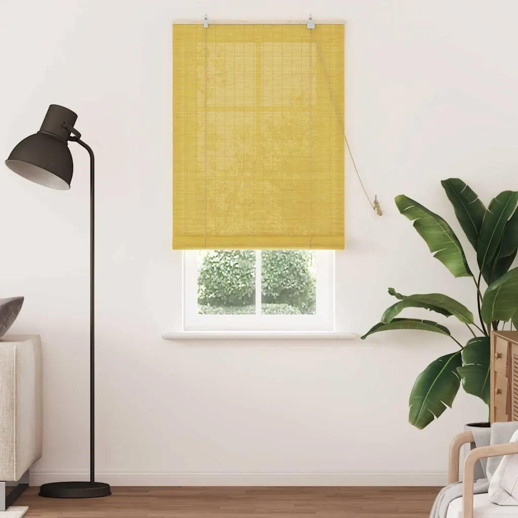 Tenda a rullo con tende-Tenda avvolgibile Giallo 90 x 220 cm Bamb¨´