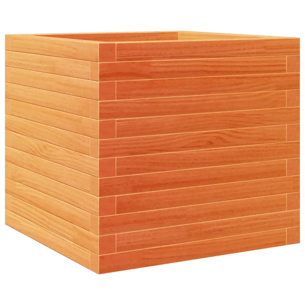 Fioriera | Cassetta per fiori | Vaso Giardino Marrone Cera 50x50x46 cm Legno Massello Pino