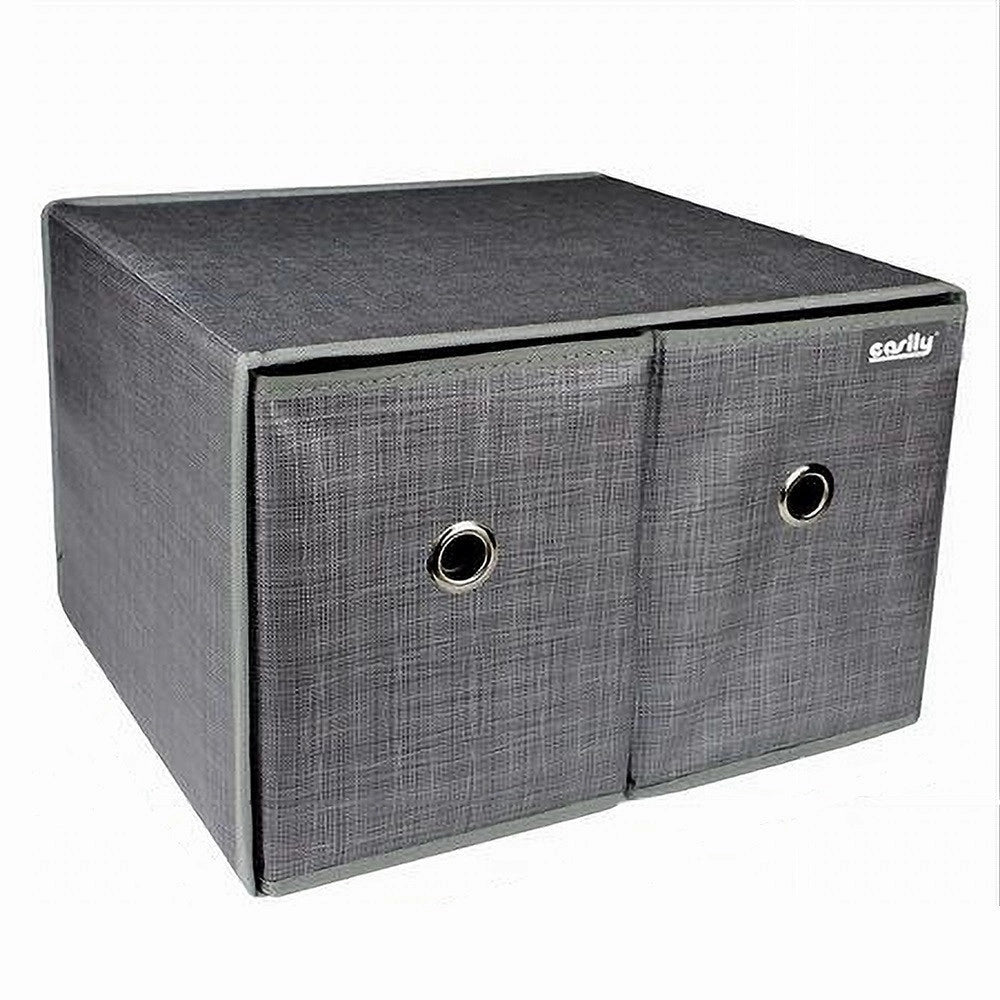 Trade Shop - Box Scatola Salvaspazio Contenitore 2 Cassetti Organizer 39 X 34 X 26 Cm 69727 -