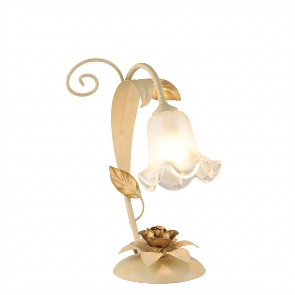 Lumetto Arte Povera Cesto Metallo Avorio E Oro 1 Luce E14
