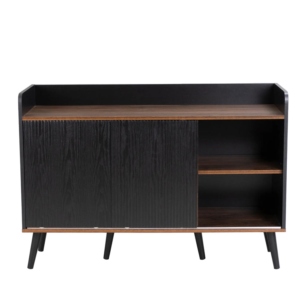 Sideboard moderno in legno, 3 cassetti e ripiani portaoggetti. Per camera da letto e soggiorno. H80 x L117,5 x P40 cm
