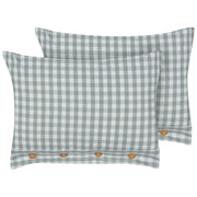 Set di 2 cuscini decorativi verde e bianco con motivo a scacchi quadrato con bottoni 40 x 60 cm soggiorno camera da letto
