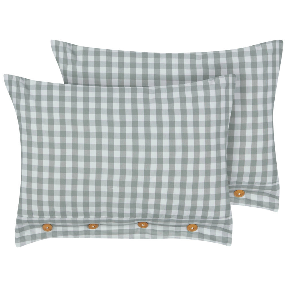 Set di 2 cuscini decorativi verde e bianco con motivo a scacchi quadrato con bottoni 40 x 60 cm soggiorno camera da letto