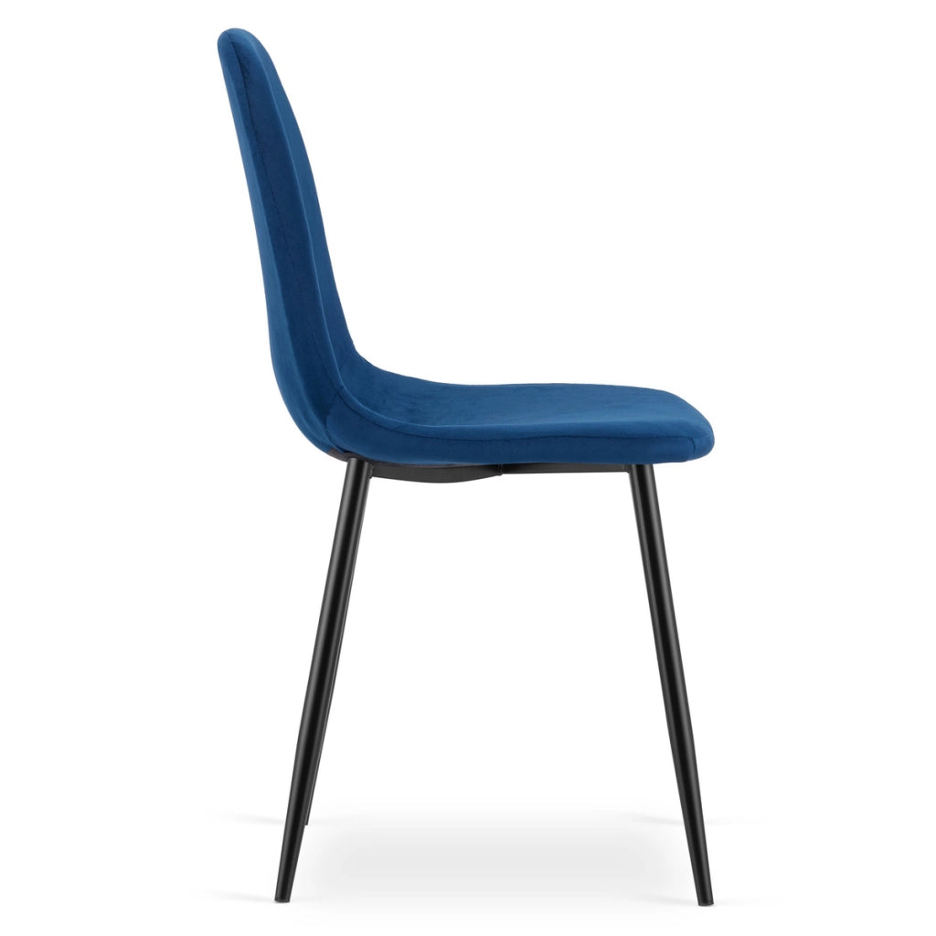 Set di 2 sedie Padva in velluto blu e gambe nere