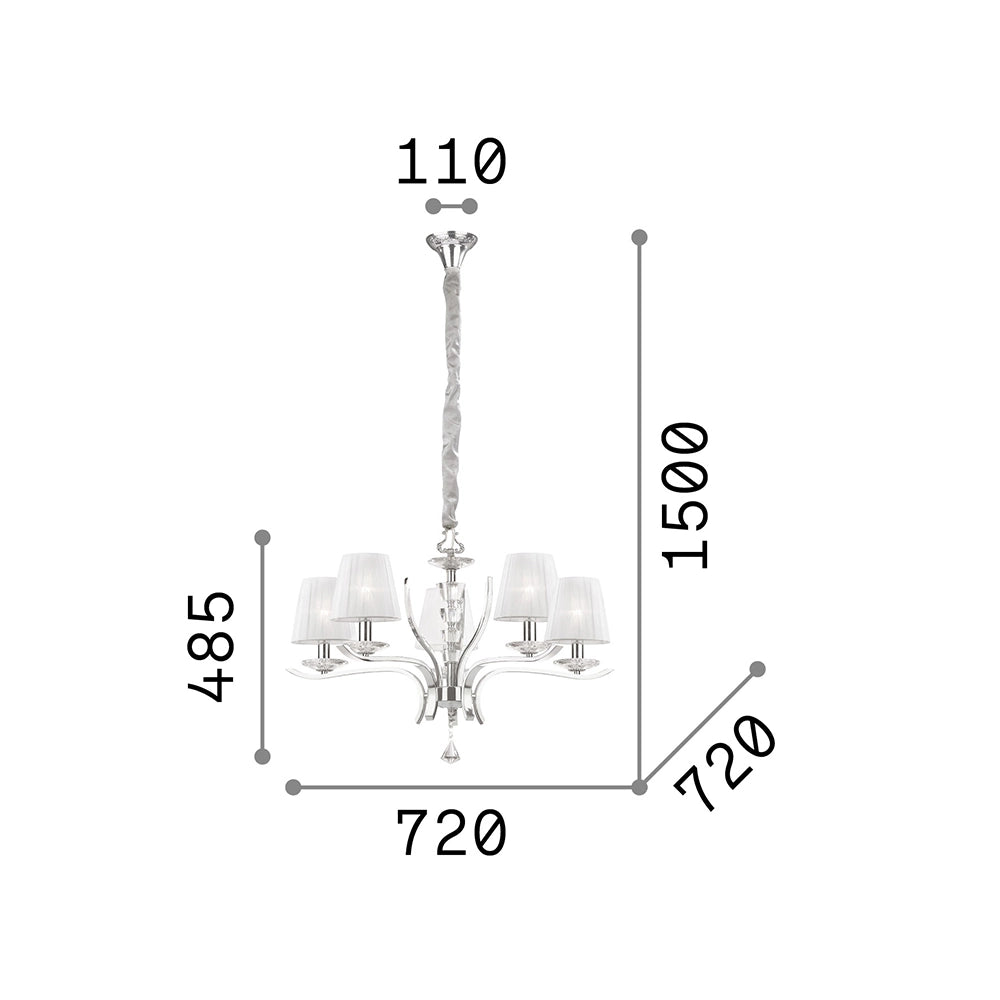 Lampadario Classico Pegaso Metallo Ottone 5 Luci E14