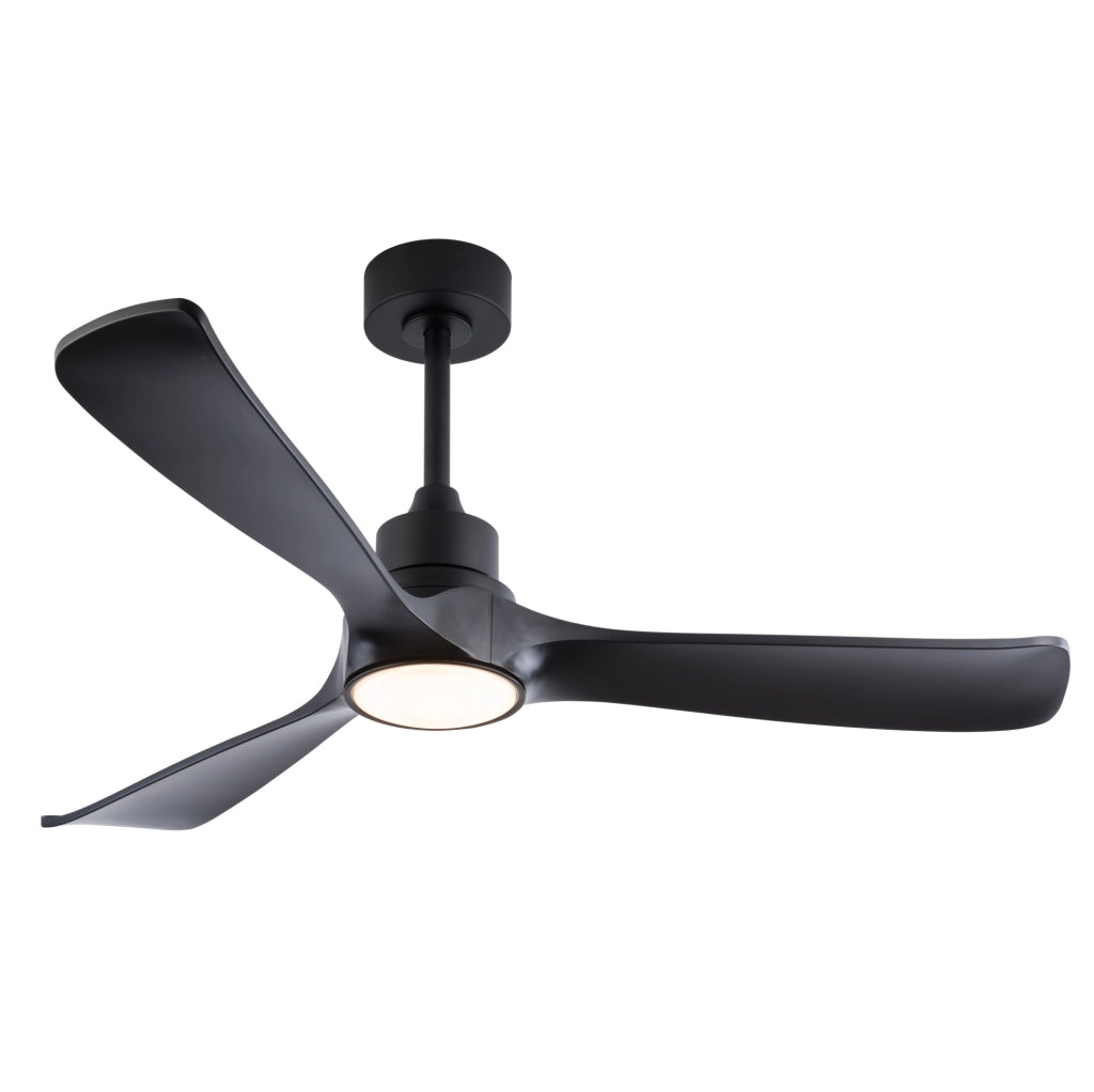 Ventilatore da soffitto con luce 52" nero, 3 pale, motore DC reversibile, telecomando