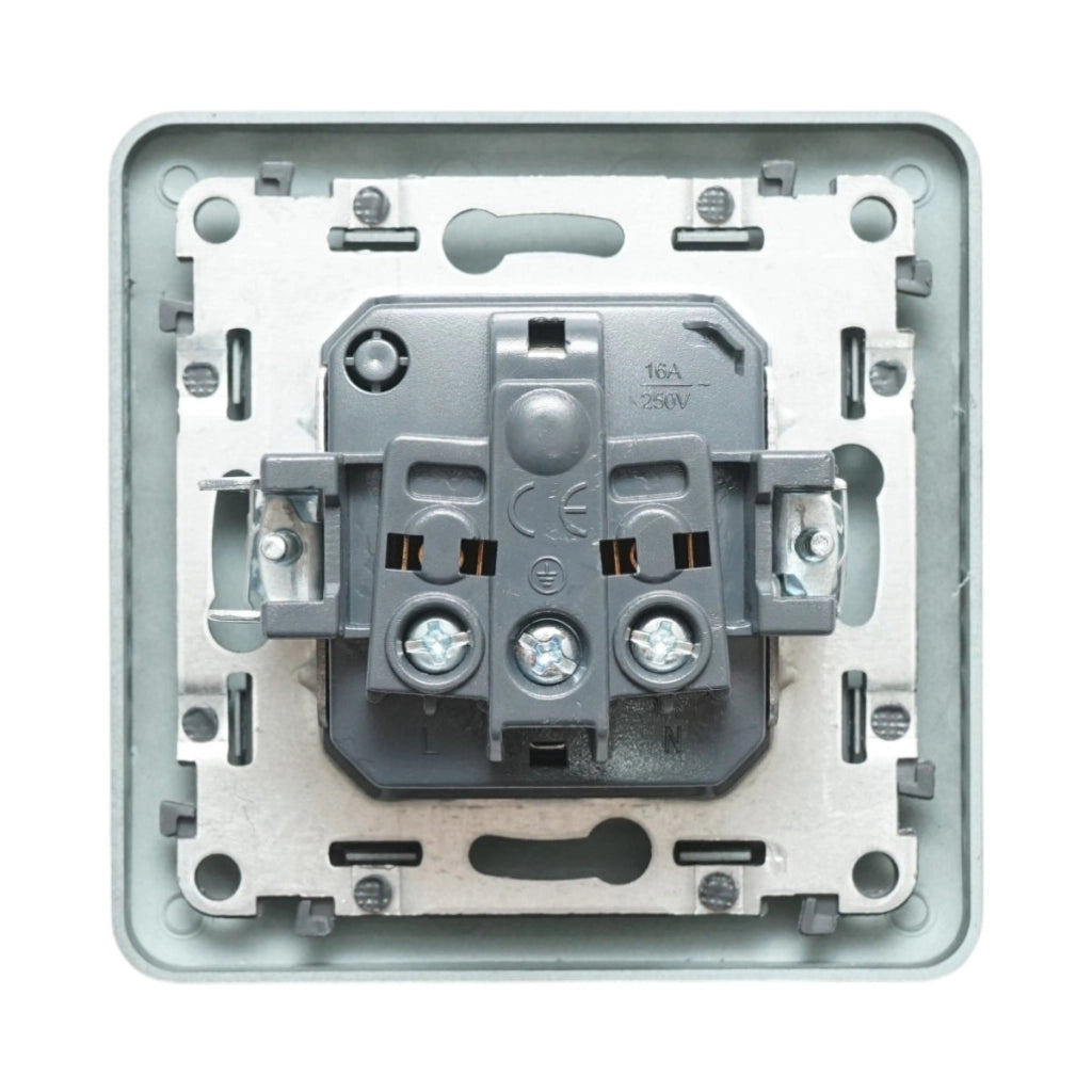 Presa schuko da incasso nera 220V, 16A, PC 80x80mm