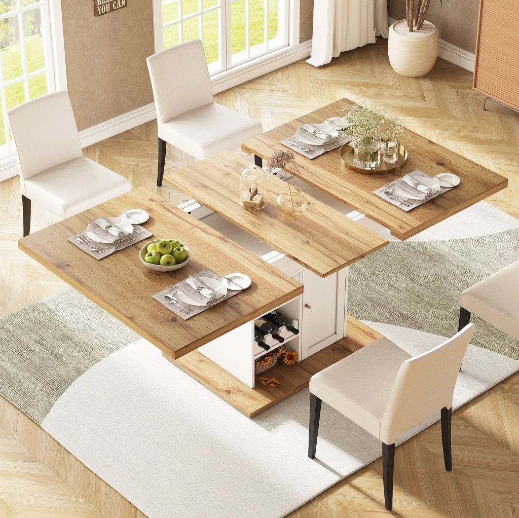 Tavolo da pranzo estensibile 110-140 x 80 x 75 cm in MDF bianco con contenitori