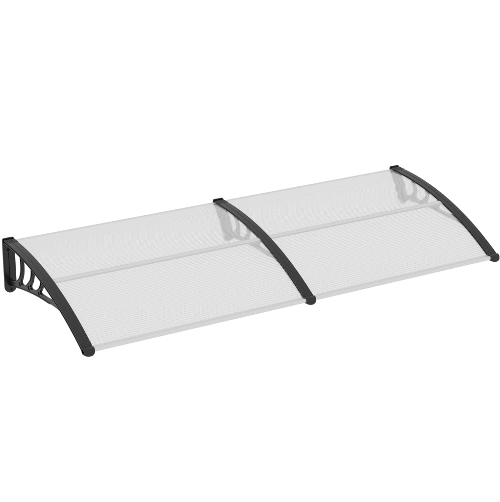 Pensilina per Porta 75x195x23 cm in Policarbonato Trasparente con Struttura in Alluminio, Protezione da Sole e Pioggia