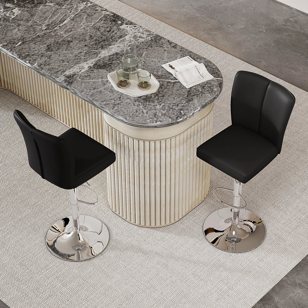 SGABELLO ALTO Set da 2 pezzi 95,5-117,5 cm PU nero e argento