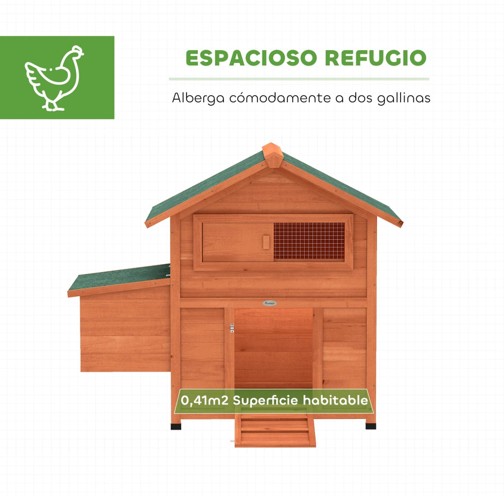 Pollaio da Giardino in Legno con Nido e Tetto Impermeabile ¨C Xylo ¨C 113,5x67,5x95,5 cm