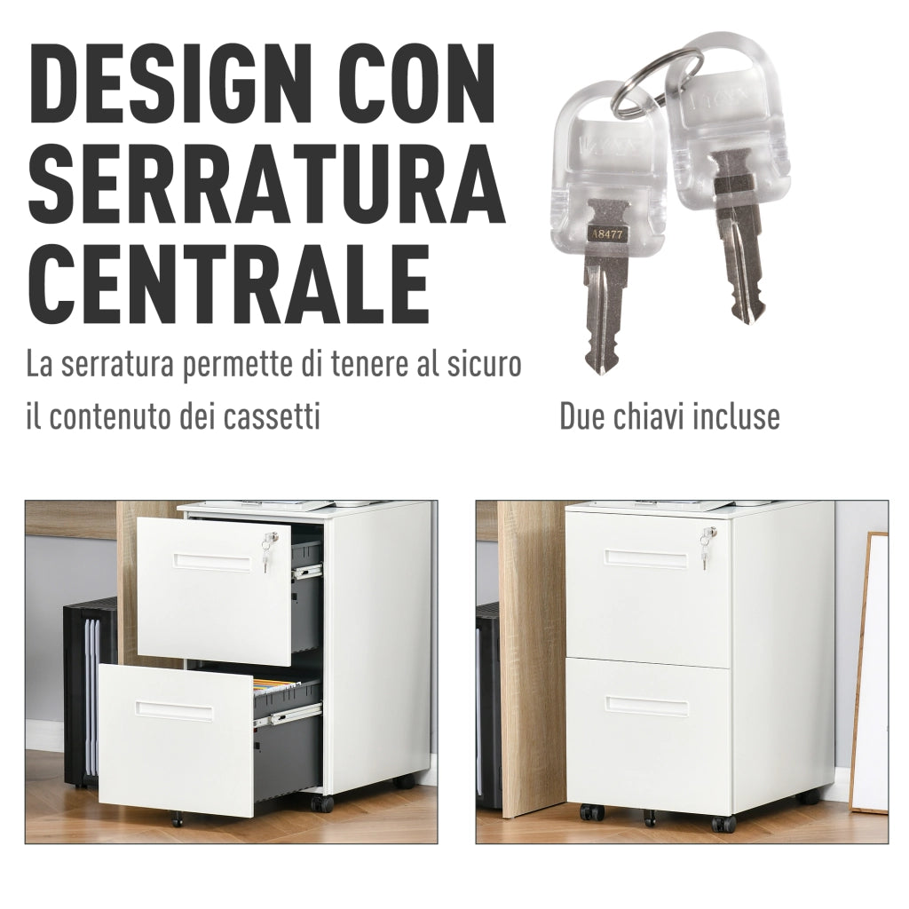 Scrivania con cassettiera a rotelle ¨C Minimal ¨C Bianco 39x48x67cm