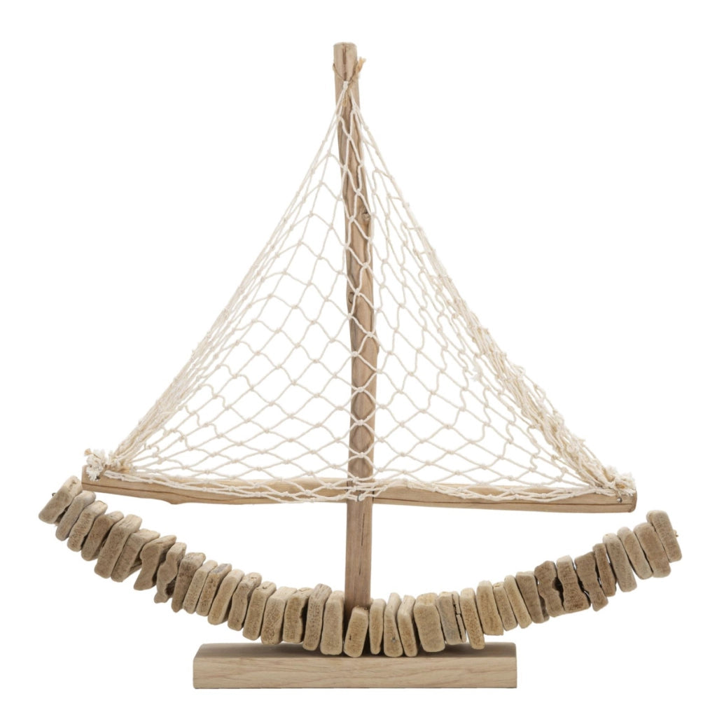 Scultura Barca 1, Marrone, Legno, 45x7x45 cm
