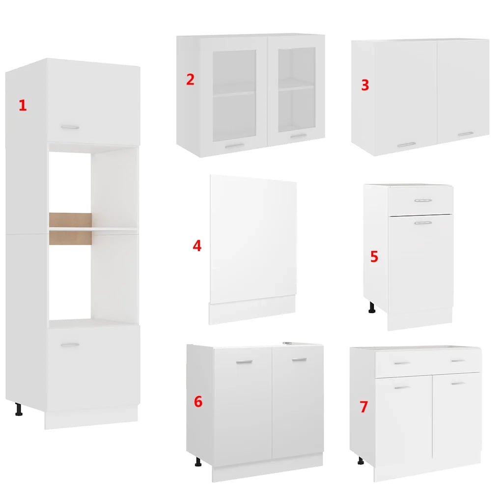 Set Armadi da Cucina 7 pz Lyon Bianco in Truciolato