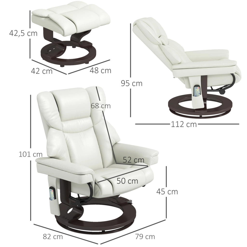 Poltrona relax girevole con poggiapiedi e massaggio crema