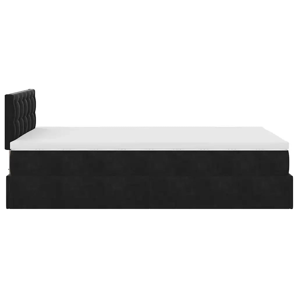 Struttura Letto Pouf con Materasso Nero 120x200 cm Velluto 3311911