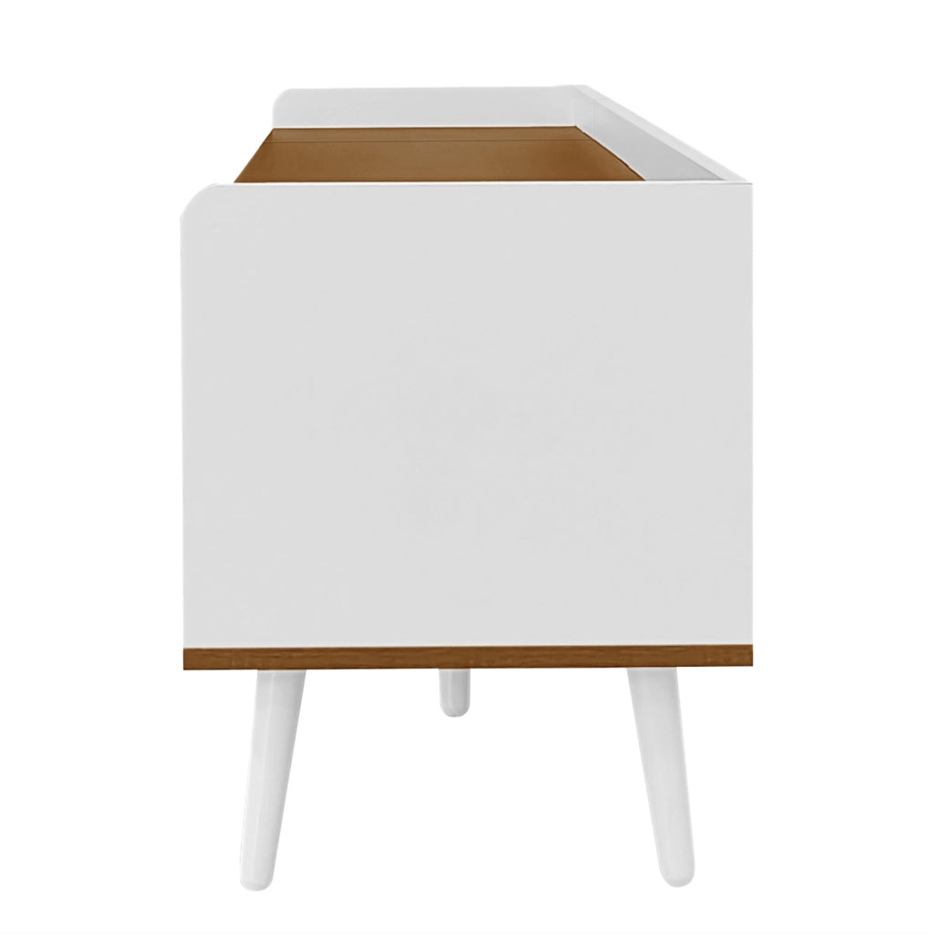 Mobile TV 160x39x49,5 cm a 3 ante in MDF e truciolare bianco e naturale