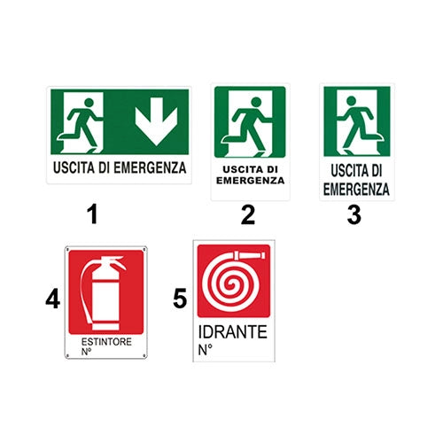 CARTELLO IN PLASTICA SEGNALATORI D'EMERGENZA- 4 Estintore n°- FF- pezzi 1