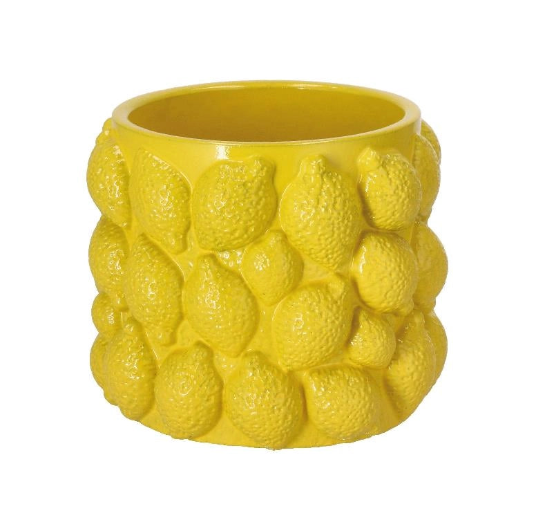Caspo' Cachepot in Cemento Decoro Limoni 16,5 x 14 cm