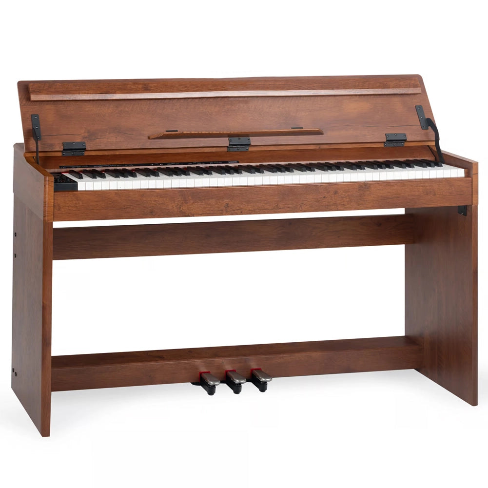 Tastiera Musicale Pianoforte Elettrico con 88 Tasti 3 Pedale e 80 Demo Marrone