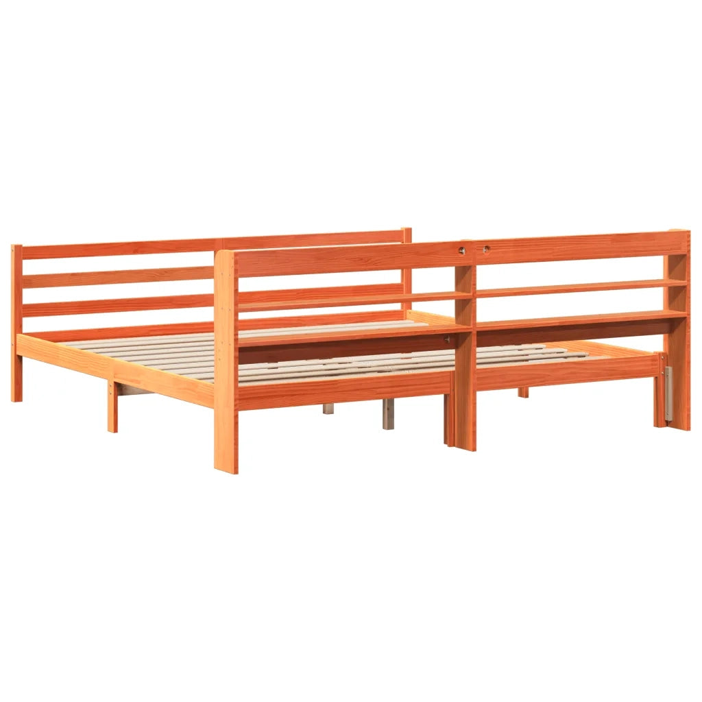 Letto senza Materasso-Struttura Letto Marrone Cera 200x200 cm in Legno di Pino 368507