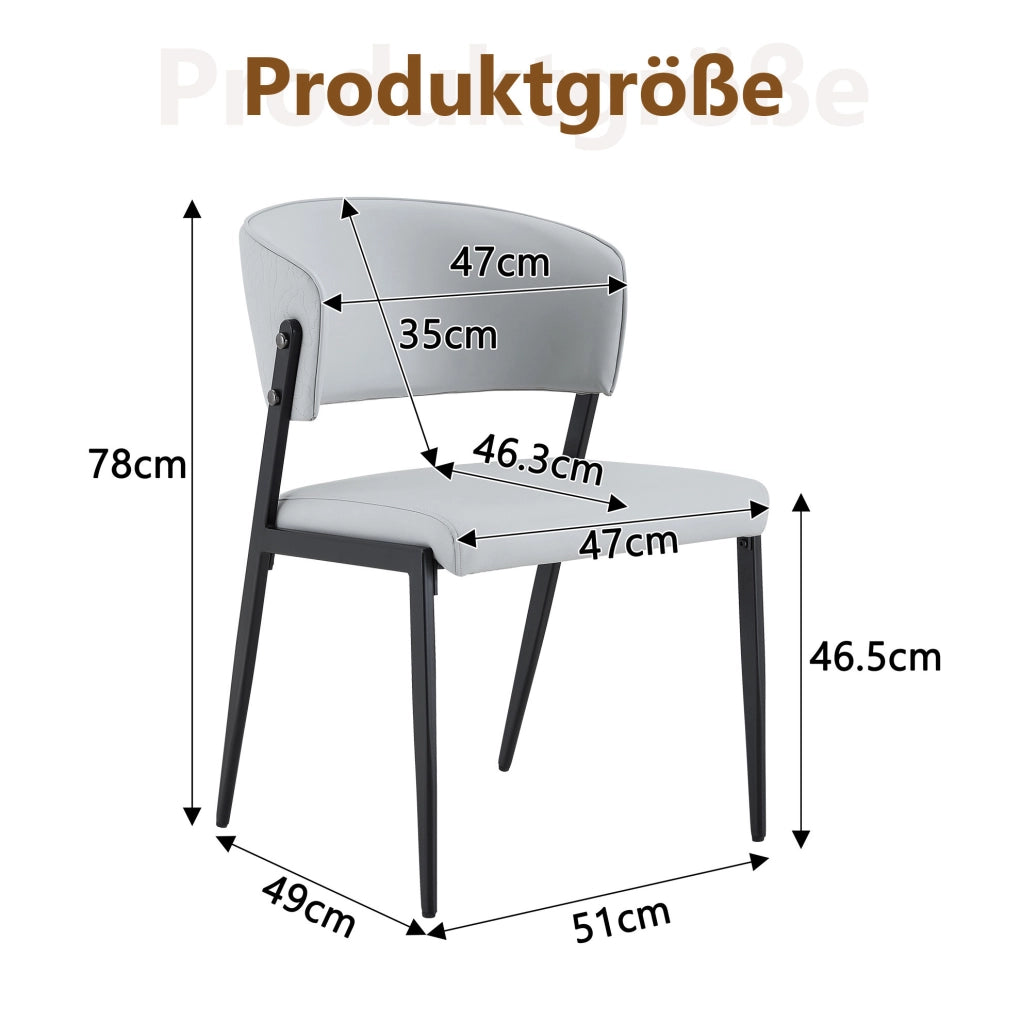 Set 2 sedie da pranzo imbottite in PU grigio chiaro con struttura in metallo HOMVRA
