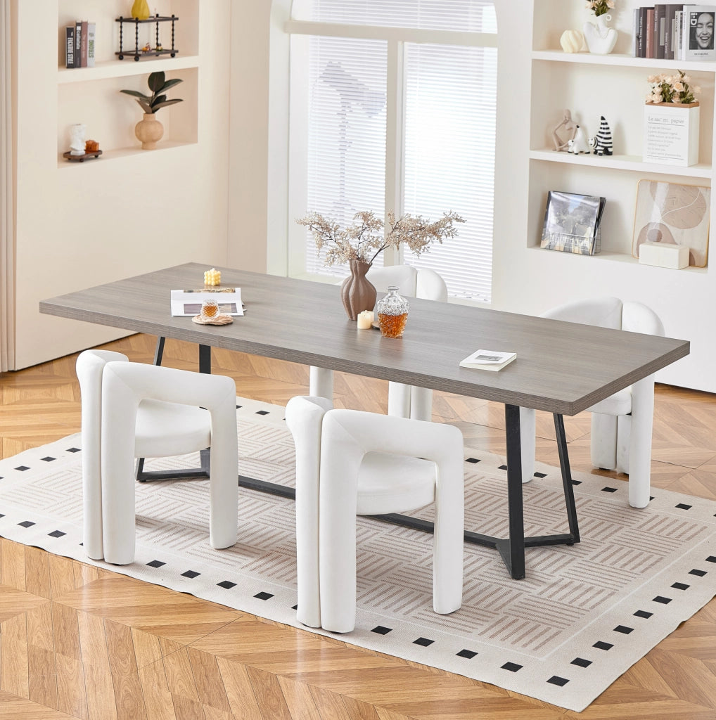 Set di 4 sedie da pranzo in velluto beige con braccioli